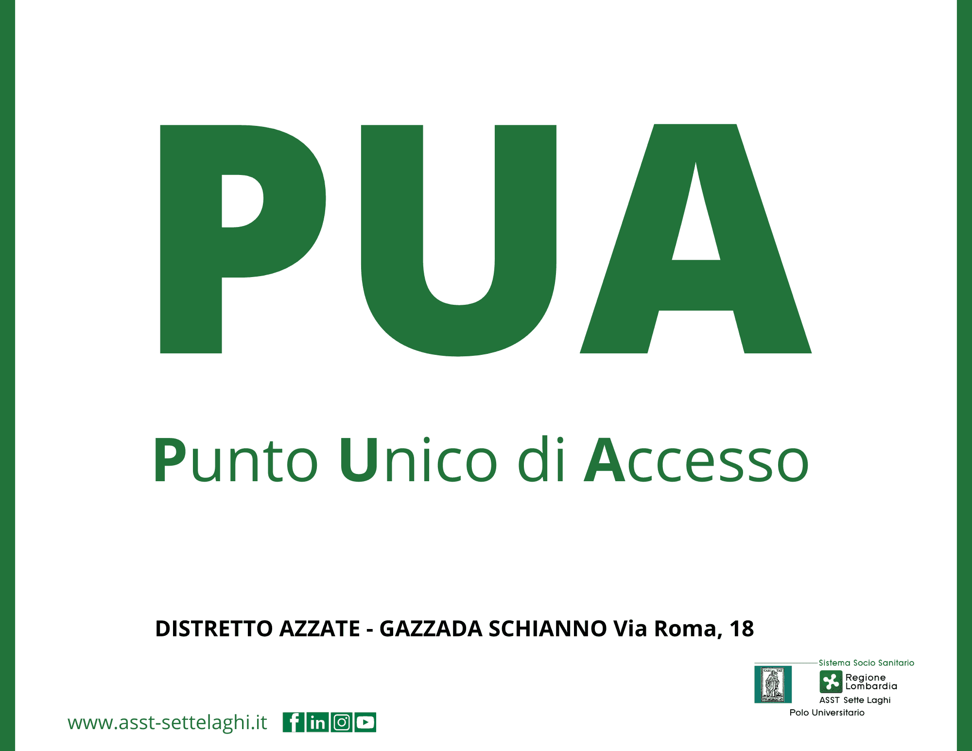 Da lunedì 8 settembre attivo il PUA nel Distretto di Azzate: un nuovo punto di accesso ai servizi sociosanitari