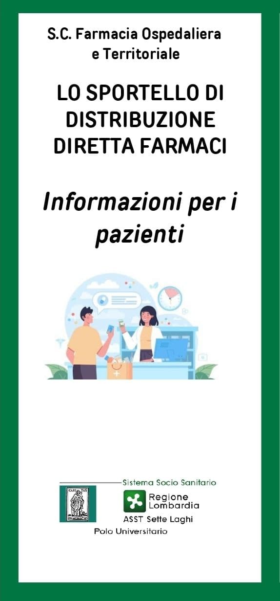 Attivo all'Ospedale di Circolo il nuovo servizio di distribuzione diretta di particolari farmaci per il trattamento di patologie croniche