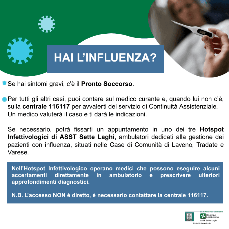 ASST Sette Laghi attiva gli Hotspot Infettivologici per la stagione influenzale