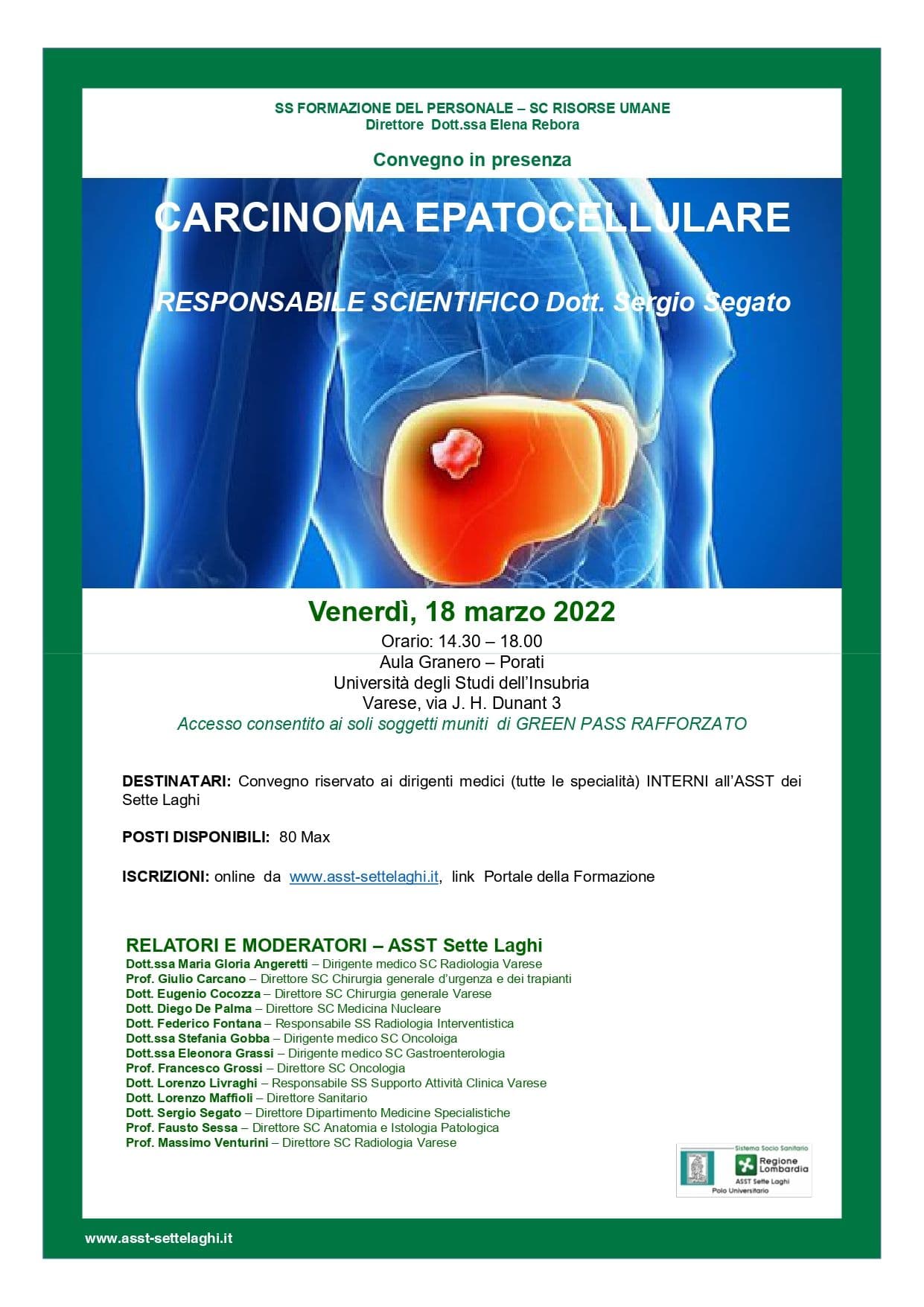 Epatocarcinoma: gli esperti varesini riuniti in un congresso