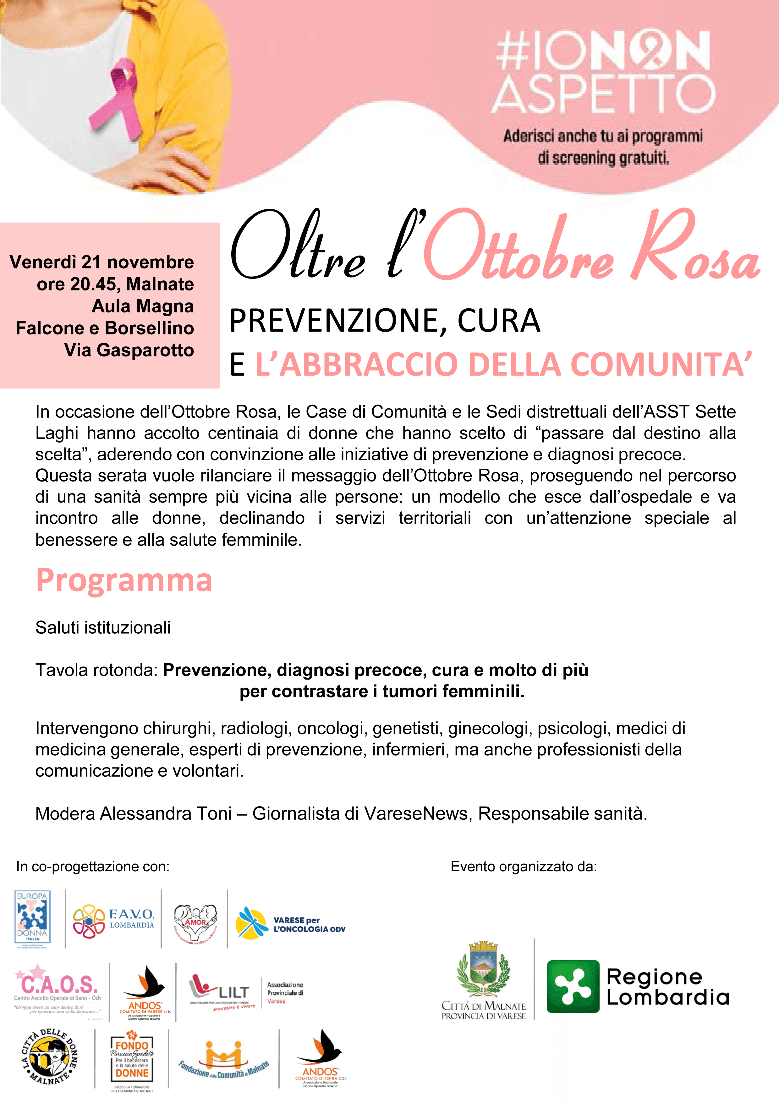 ASST Sette Laghi chiude l’Ottobre Rosa, ma resta accanto alle donne: a Malnate l’evento conclusivo per rilanciare la prevenzione tutto l’anno