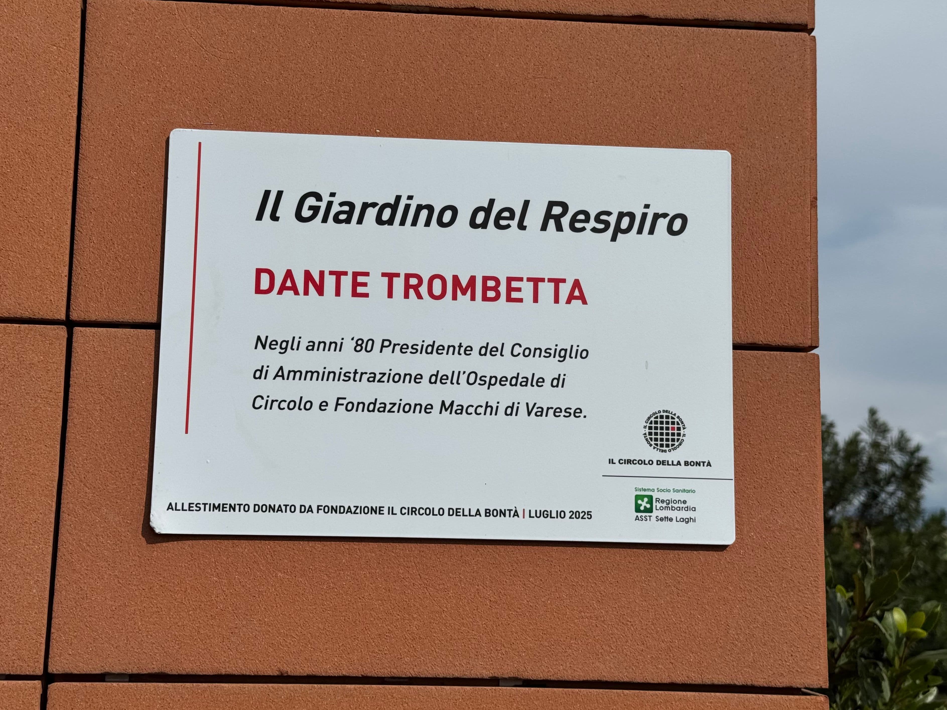 Il Giardino del Respiro sotto il cielo di Varese – ora dedicato a Dante Trombetta